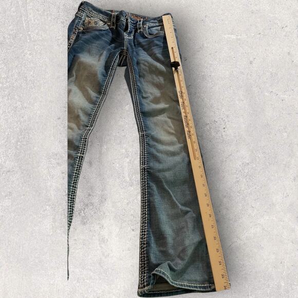 Rock Revival Daly Alt Women’s 26 Straight Leg Distressed Bling Denim Jeans - Picture 2 of 14